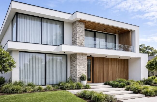 Veri Shades, combining the softness of curtains with the practicality of vertical blinds for privacy and light control, professionally supplied and installed by Blinds and Shutter Guys.